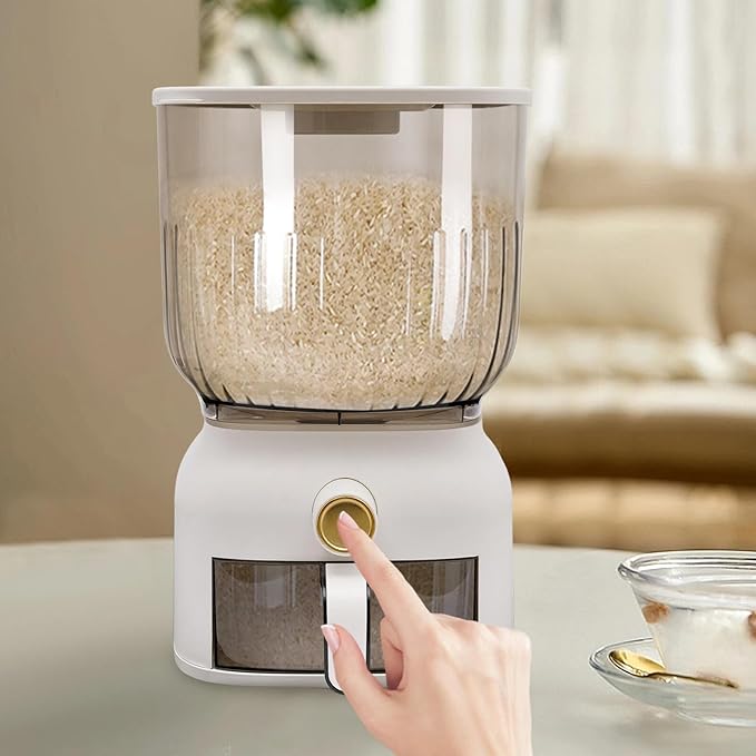 6KG Rice Dispenser, Large Sealed Grain Storage Container with Rice Cup Food Dispenser Kitchen Organizer for Rice Beans Grains Cereal Dry Food Storage Rice Containers