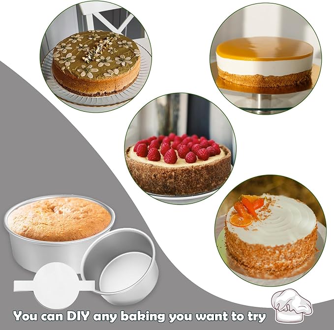 8 Inch Cake Pan Set of 2,Stainless Steel Round Layer Cake Baking Pans,No Coating Cake Pans Cake Mold, Mirror Finish Dishwasher Safe Cake Pans Sets for Baking