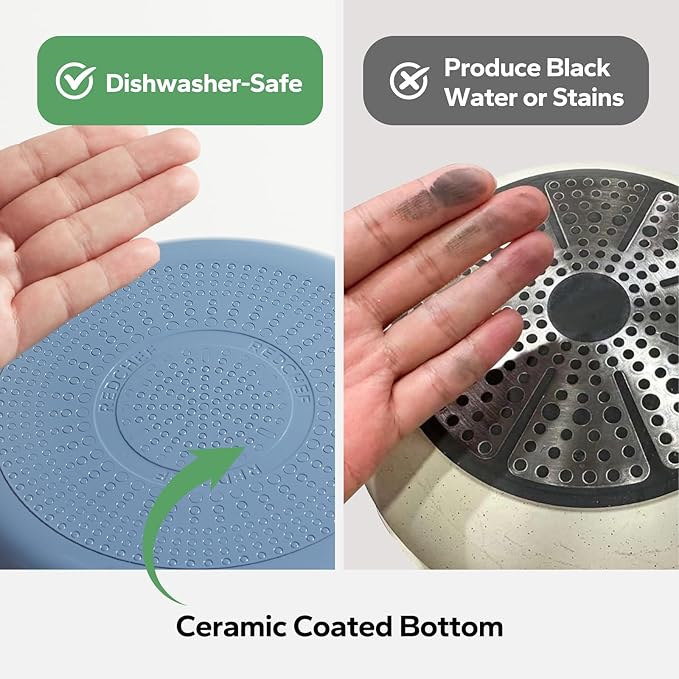 Redchef Ceramic Nonstick Cookware Set,14pcs Pots and Pans Set Non Stick,Induction Cookware with Stainless Steel Handle,Non Toxic Kitchen Cooking Set,Dishwasher & Oven Safe,PFAS PFOA & PTFE Free（Blue）