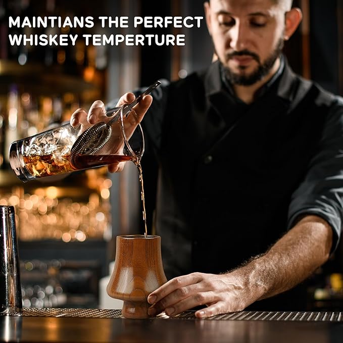 Charred Wooden Bourbon Drinking Glass, Charred Old Fashioned Glass, Handcrafted Whiskey Glass for Men, Great Whiskey Gifts for Men, Dad, or Brother (2 Pack)