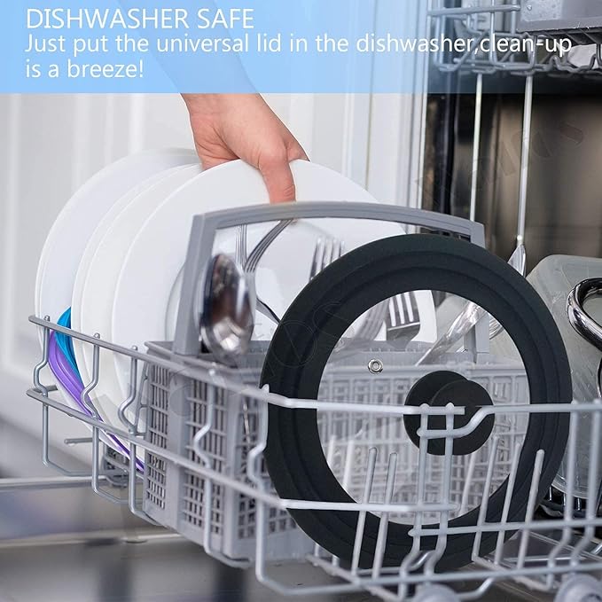 Walfos Universal Lids for Pots, Pans and Skillets - Tempered Glass with Heat Resistant Silicone Rim, Fits 6.5", 7" and 8" Diameter, 9.5", 10" and 11" Diameter Cookware（2PK）