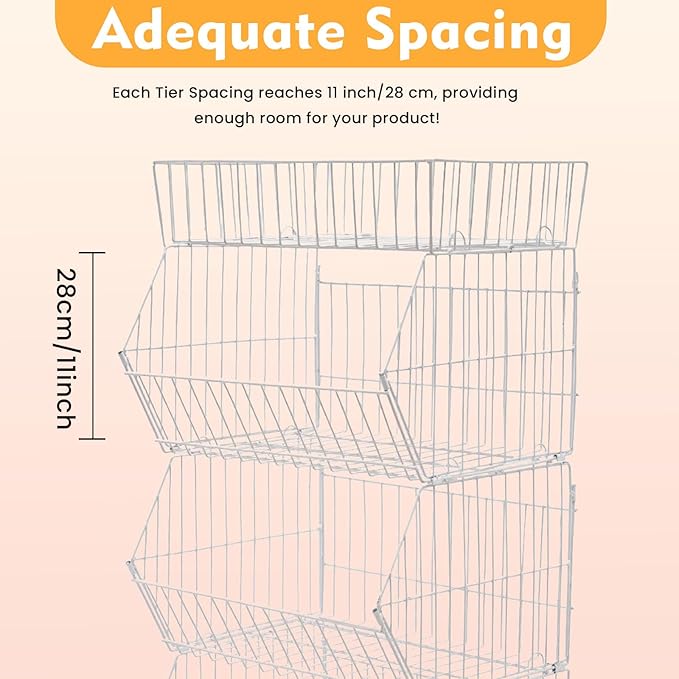 Retail Display Rack 5-Tier Market Merchandise Display Shelf Fruit Store Storage Shelf Vegetable Snack Basket Retail Store Supplies with Wheels for Home Store Market (18" D X 19" W X 55" H- White)