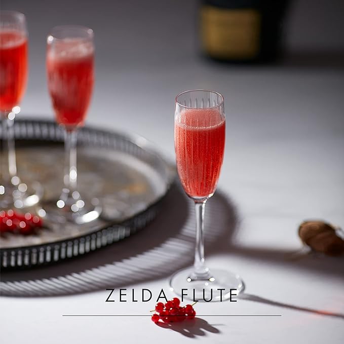 Zelda Collection Wedding Champagne Flutes | Elegant Design for Weddings, Anniversaries & Celebrations | Exquisite Craftsmanship | Perfect for Home & Bar | Set of 2 | 5.7-Ounce Capacity