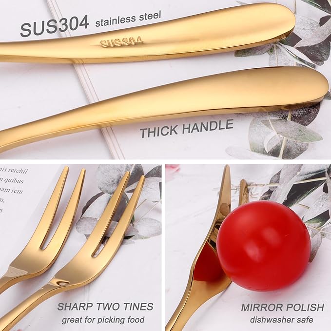 5.51-inch Gold Fruit Forks For Charcuterie Board Service,18/10 Stainless Steel Dessert Tasting Mini Cocktail Appetizer Forks,Dishwasher Safe (Set of 12)