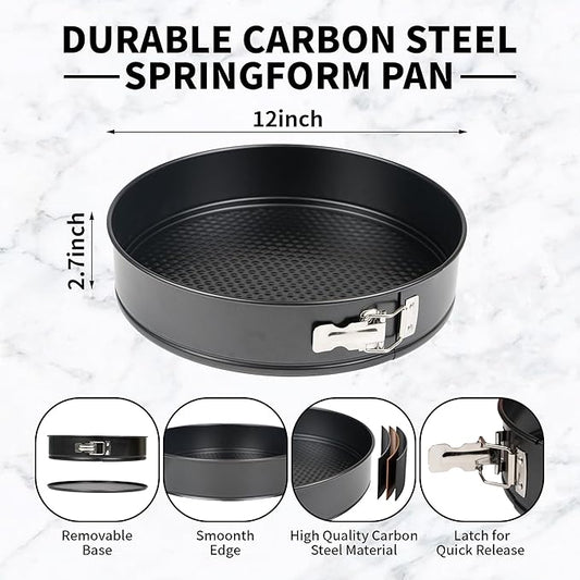 Spring Form Cake Pans 12 Inch Springform Pan Nonstick Round Cheesecake Pan Carbon Steel Large Baking Mold Cake Tin for Christmas Birthday