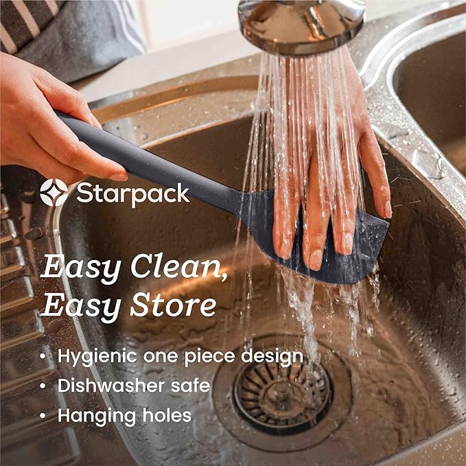 Starpack 'The All Rounder' Premium Silicone Spoonula - Heat Resistant to 600F - Silicone Spoonula Spatula - Kitchen Spoon Spatula (Stormy Grey)