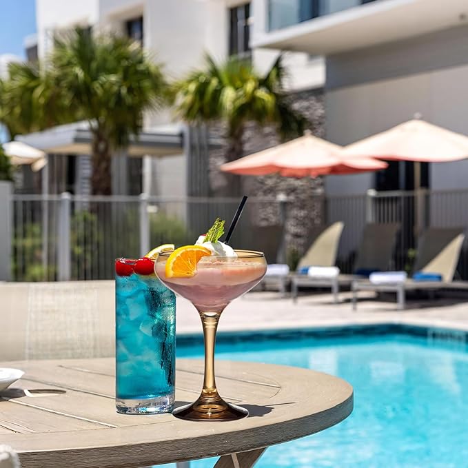 24 Pieces Crystal Martini Glasses Champagne Flute,Coupe Bowl Stemmed Cocktail Glasses,Set Of 24 Elegant Amber Goblets Colored Drinking Cups Champagne Wine Glasses for Parties Cocktail Margarita,Juice