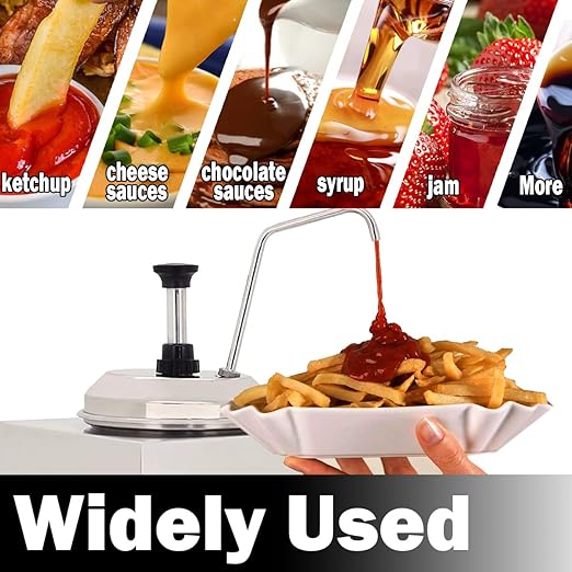 Cheese Dispenser with Pump Electric Hot Fudge Warmer 2.7 Quart Sauce Condiment Pump Station for Nacho Cheese Ketchup Syrup Butter Caramel,86-176℉,110V