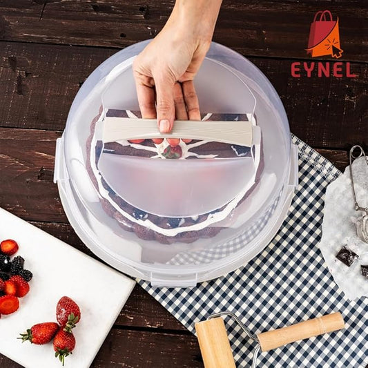 13 Inch Cake Carrier with Locking Lid and Handle, Stylish Big Round Container for Kitchen Storage, BPA Free Stand, Plastic Holder for Transporting, Donuts, Cupcakes, Pies (2 Colors Set, 13 in)
