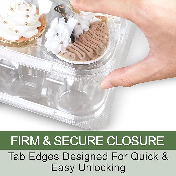 LotFancy Cupcake Containers 12 Count, 20 Sets, Plastic Dozen Cupcake Boxes for 240 Cupcakes, Disposable Cupcake Carrier Holder with Detachable Tall Dome Lid, BPA Free, Standard Size