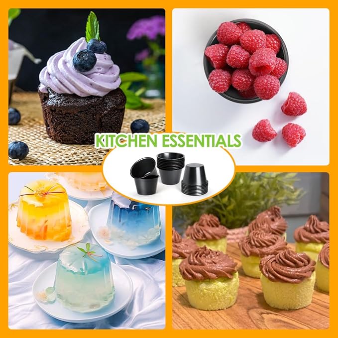 10 Pcs Nonstick Popover Pan, Individual Muffin Cupcake Pan Carbon Steel Pudding Cups with Oil & Dish Brush, Chocolate Molten Mould for Muffins, Quiches, Pudding Cakes, Frittatas(3.5"x2.2")
