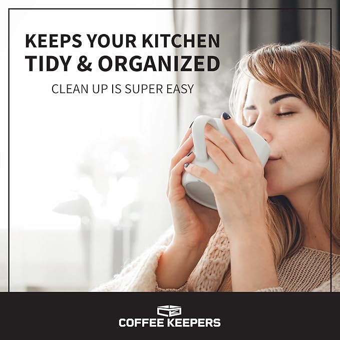 Under Cabinet K Cup Holder 24 Pods – Space-Saving Coffee Pod Holder – Keurig Pod Organizer for Small Spaces – Kcup Holder with Screws & Adhesive for Easy Installation STEEL - 13in x 10in - WHITE