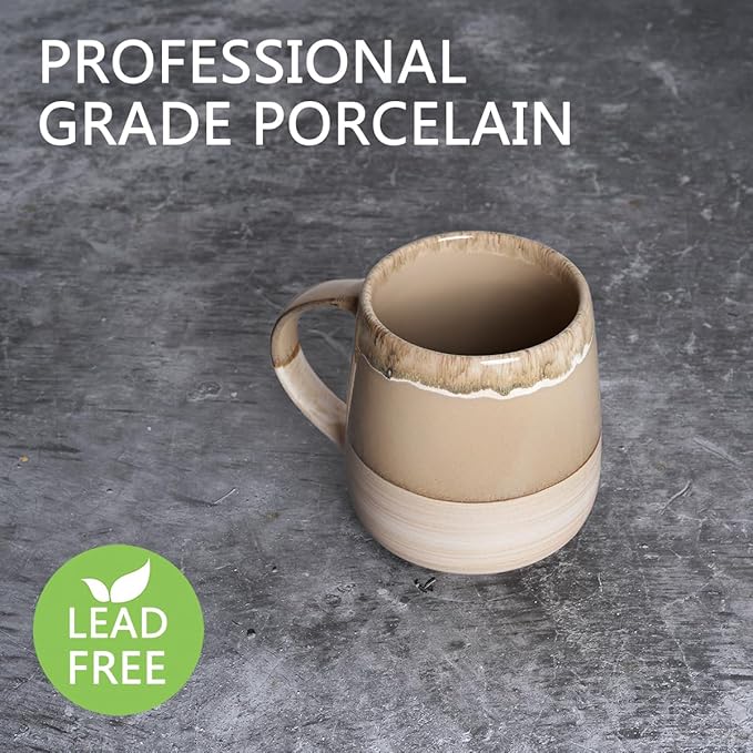 Bosmarlin Extra Large Ceramic Coffee Mug, 23 Oz, Dishwasher and Microwave Safe, Oversized Big Tea Cup, Reactive Glaze (Brown Grey)