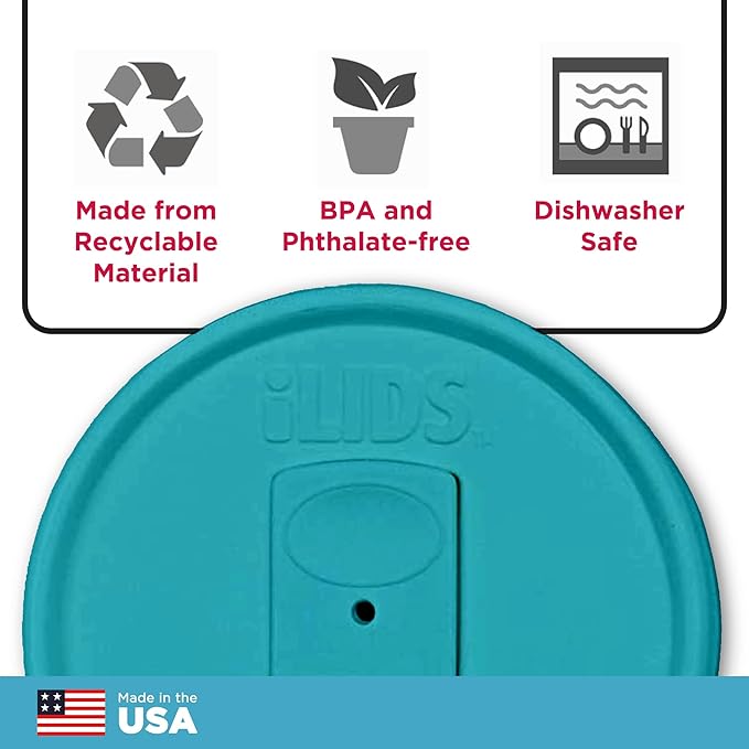 Mason Jar Drink Lid, Regular Mouth, Aqua Blue, Pack of 2