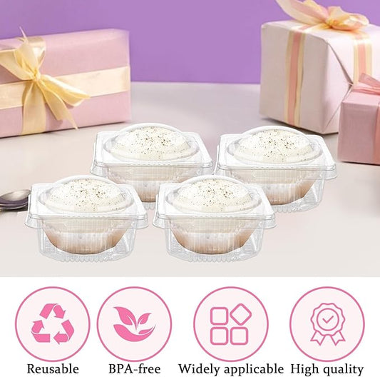 200 Pack Individual Cupcake Containers Thick Clear Dome Cupcake Holder Single Cupcake Container for Wedding Baby Shower Birthday Party Supply