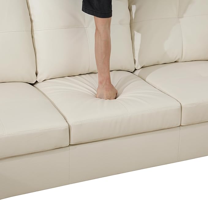 NicBex L Shaped Couch Sectional Couches for Living Room 2 Pieces Modern Sectional Sofa with Right Chaise Sectional Couch with Solid Frame for Living Room, Faux Leather, White