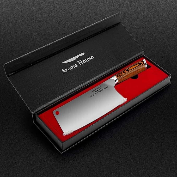 Cleaver Knife Ultra Sharp Meat Cleaver 7 inch Butcher Knife. High Carbon German Stainless Steel Chef Knives for Kitchen and Restaurant