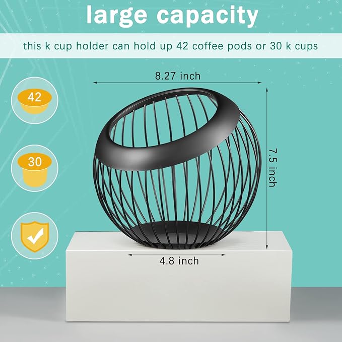 Patelai 2 Pieces Coffee Pods Holder Large Capacity Coffee Pod Baskets Stainless Steel Cup Organizer Sturdy for Espresso Capsule Pot Storage Metal Wire Fruit Bowl Snack Storage(Black)