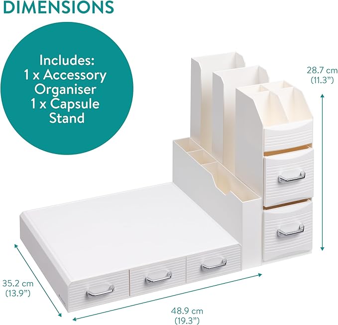 Navaris Coffee Station Organizer - Space-Saving Design for Tea and Coffee Bar Accessories - Sachet Holder & Condiment Organiser Suitable for Home, Office, Gym, or Hotel - Cream