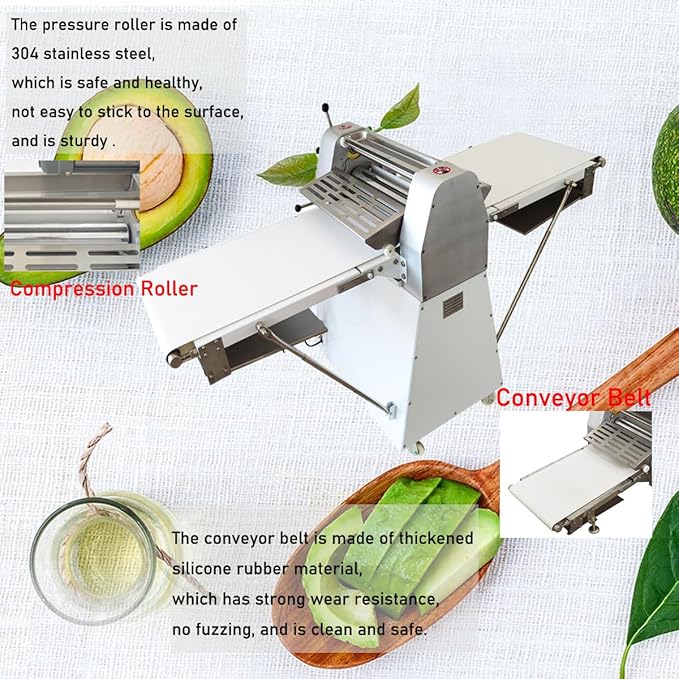 Commercial Dough Sheeter, Reversible Roller Dough Press Machine, Vertical Commercial Danish Pastry Machine Bread, egg tarts, pizza, 220V