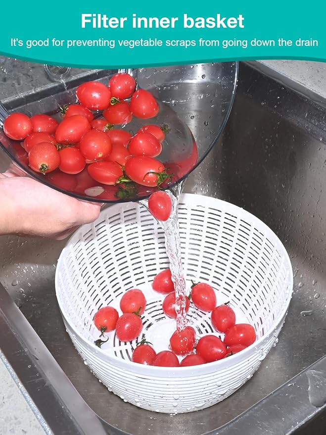 Electric Salad Spinner - Berry Washing Bowl 2-in-1, 5Qt,Medium