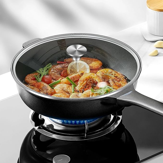 9.5 inch Tempered Glass Lid, Versatile Round Replacement Glass Cover for 9.5 inch Skillets, Pots and Pans, and Dutch Ovens - Dishwasher and Oven Safe up to 400°- 24CM