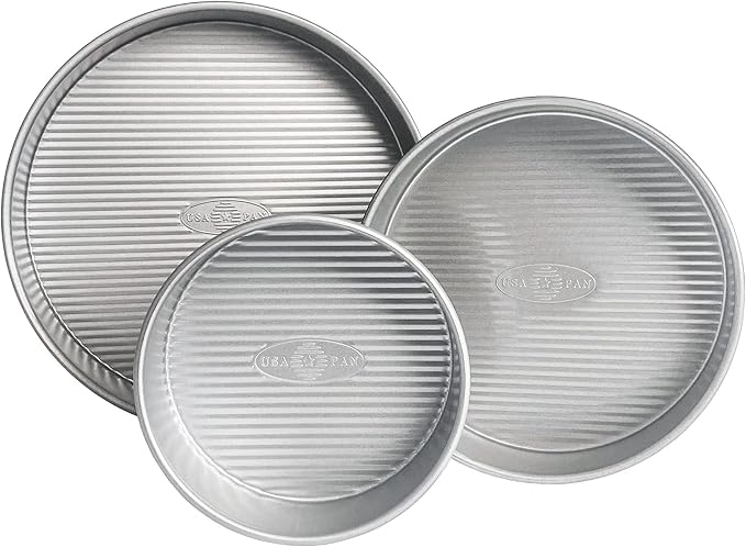USA Pan Nonstick Round Cake Pan Set of 3, Large