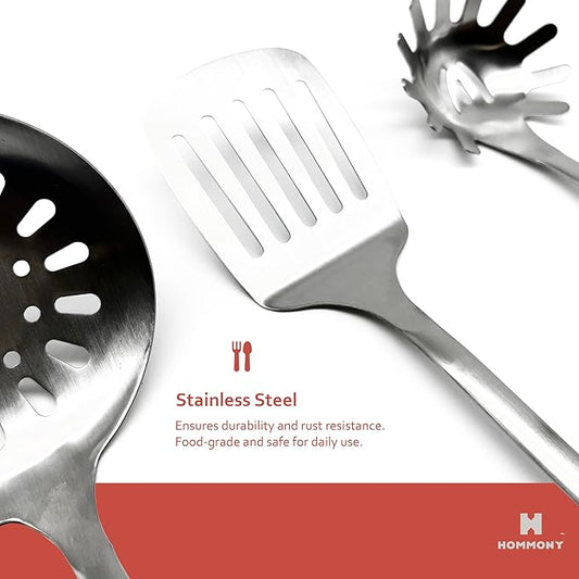 Cooking Utensils Set, 8-Piece 304 Stainless Steel Kitchen Tool Sets with Holder, Wooden Handle Heat Resistant Kitchen Cookware Set, Gadgets Tools Set Gift
