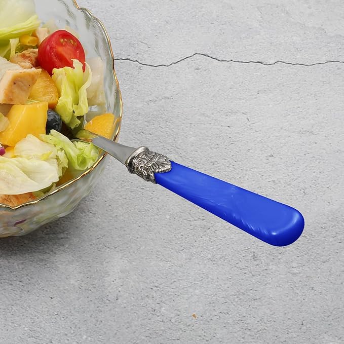 2-piece Salad Servers Stainless Steel Salad Serving Set Salad Fork and Spoon (Deep Blue)