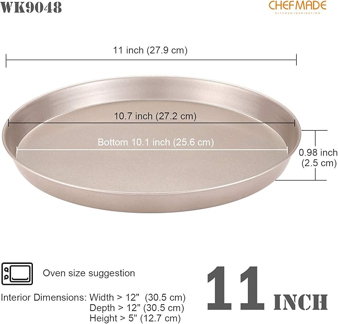 CHEFMADE Pizza Pan, 10-Inch Non-Stick Pancake Bakeware for Oven Baking (Champagne Gold)