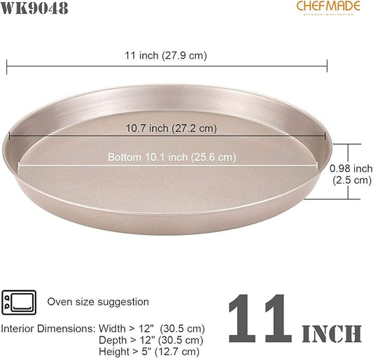 CHEFMADE Pizza Pan, 10-Inch Non-Stick Pancake Bakeware for Oven Baking (Champagne Gold)