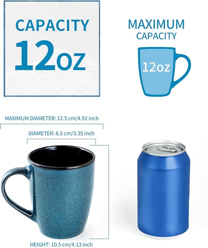 Ceramic Mugs 12oz,Large Ceramic Coffee Cups for Men, Women, Dad, Mom, Modern Coffee Mugs With Handle For Tea,Latte,Cappuccino,Cocoa. (Brown 1 Pack)