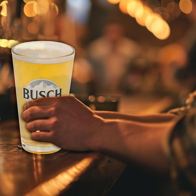 LORD'S ROCKS Busch Light Beer Glasses 16oz Pint Glass - Set of 4 Authentically Licensed Compatible