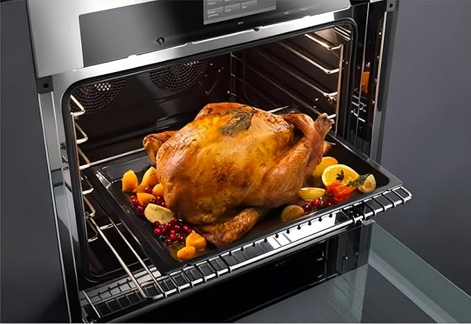 Roasting Pan Heavy Duty Stainless steel Turkey Pans for Oven,Toaster Oven Tray Pans with cooling rack,Hotel Pan, Barbeque Grill Pan,Deep Edge,Mirror treatment, Dishwasher Safe (17.5"x13.6"x2.8")