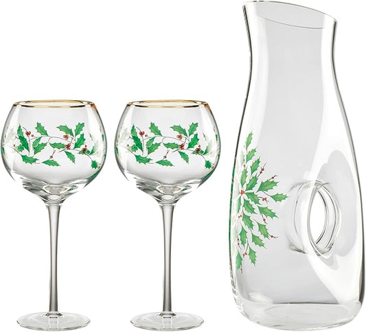 Holiday 3-Piece Decanter & Wine Glasses Set