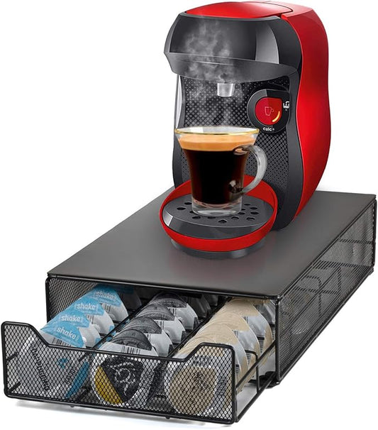 Coffee Pods Holders for Tassimo Discs Coffee Capsule Metal Storage Drawer Capacity 60 pcs