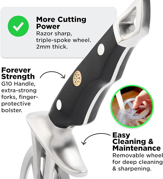Dalstrong Pizza Wheel Cutter - The Orbit Razor Unique Pizza Wheel & Cutter -High-Carbon Heavy-Duty Stainless Steel - G10 Handle - Razor Sharp - Thumb Guard Protection & Blade Cover