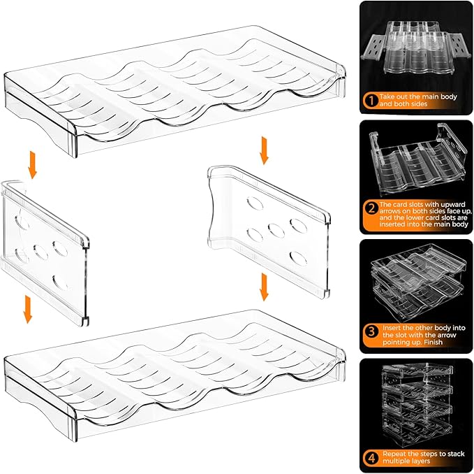 BoxedHome Plastic Water Bottle Organizer and Wine Rack Storage Holder for Inside Cabinet, Kitchen Countertop, Table Top, Pantry, Bars, Cabinets, Fridge - Clear (2 Tier 8 Containers)