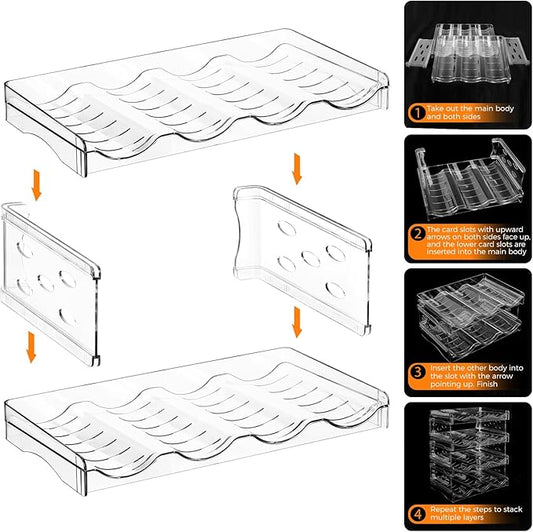 BoxedHome Plastic Water Bottle Organizer and Wine Rack Storage Holder for Inside Cabinet, Kitchen Countertop, Table Top, Pantry, Bars, Cabinets, Fridge - Clear (2 Tier 8 Containers)