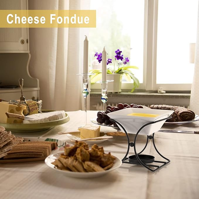 Ceramic Butter Warmer Set, Fondue Pot Melting Pot Set, Melt Hot Pot Bowl Set For Cheese Chocolate Butter Caramel