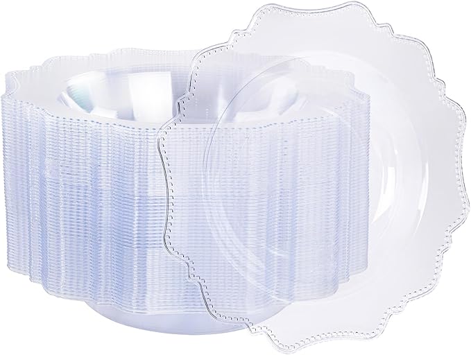 COLOSUS 60 Clear Plastic Bowls, 12 oz Disposable Soup Bowls, Premium Plastic Dessert Bowl,Heavy-duty Salad Bowl for Party, Wedding, Dinner, Christmas, Thanksgiving, and Catering