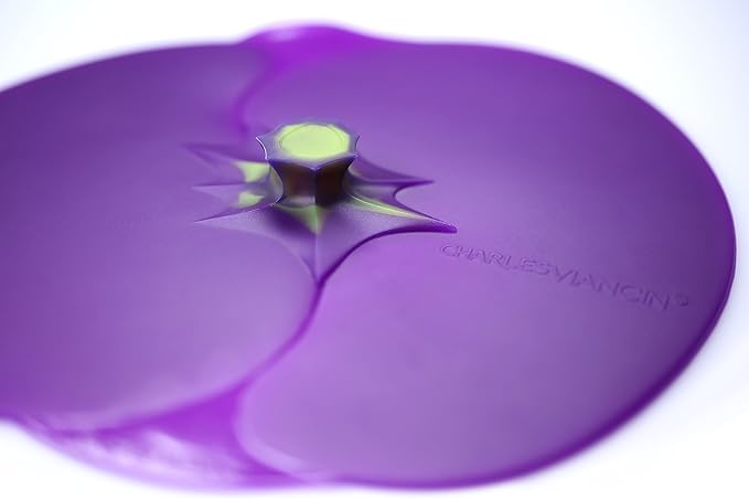 Charles Viancin - Eggplant Silicone Lid for Food Storage and Cooking - 8''/20cm - Airtight Seal on Any Smooth Rim Surface - BPA-Free - Oven, Microwave, Freezer, Stovetop and Dishwasher Safe