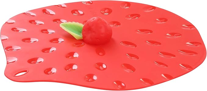 Charles Viancin - Strawberry Silicone Lid for Food Storage and Cooking - 9''/23cm - Airtight Seal on Any Smooth Rim Surface - BPA-Free - Oven, Microwave, Freezer, Stovetop and Dishwasher Safe