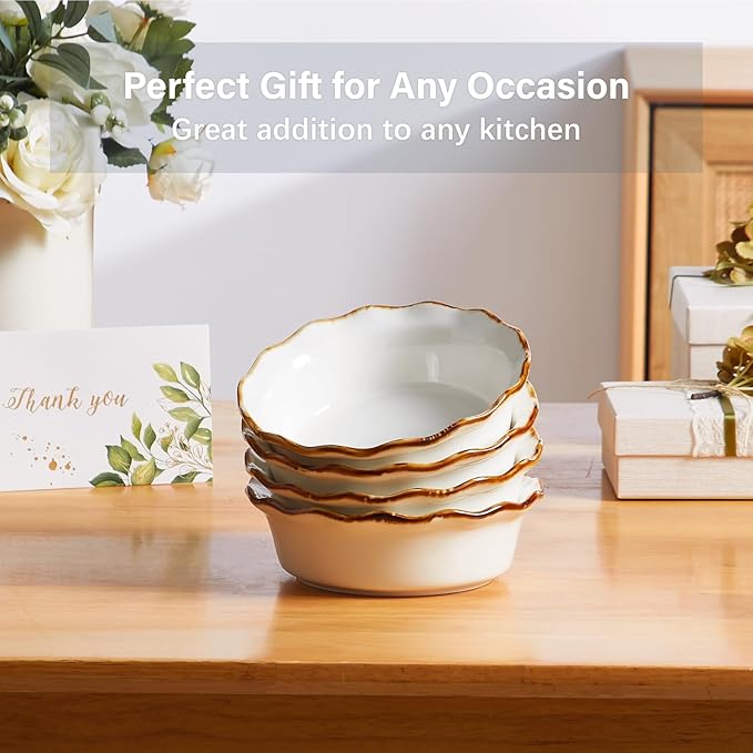 ONEMORE Mini Pie Pans, 6.8 inch Ceramic Pie Dish for Baking Nonstick Small Pie Pans Deep Dish Pie Plates Mini Tart Pans, Ideal for Chicken Pot Pie & Desserts, Individual Pot Pie Baking Dishes Set of 4