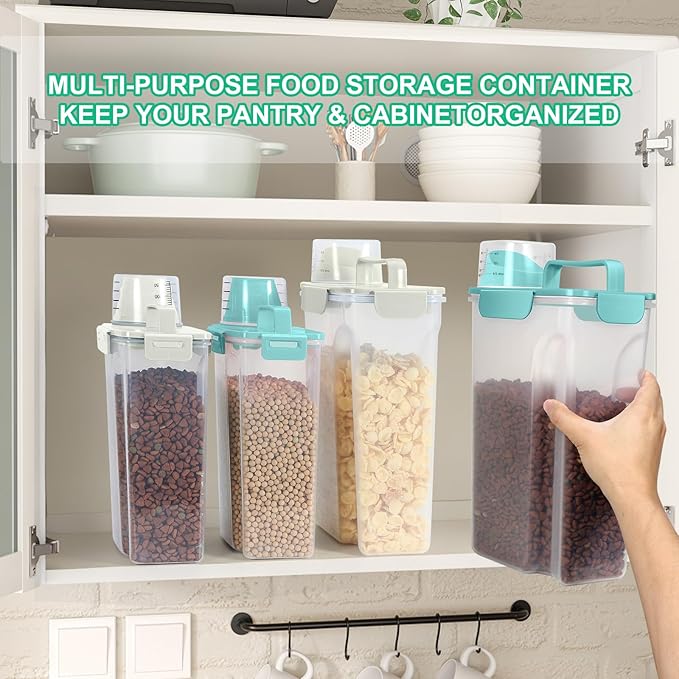 TBMax Pet Food Storage Containers 2 Pack 8-10 Lbs Airtight Dog Food Container Dispenser with Large Spout & Portable Handle, Travel Dog Treat Cat Food Storage Bin Bird Seed Container-Beige