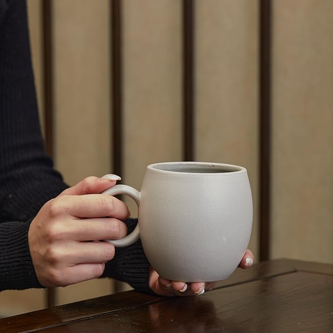 Bico Reactive Glaze Light Grey 16oz Stoneware Round Mugs Set, Set of 2, Microwave and Dishwasher Safe, for Coffee, Hot Chocolate, Milk