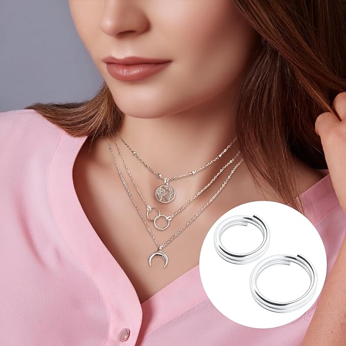 6pcs Jump Rings for Jewelry Making, 925 Sterling Silver Split Jump Ring, 4/5/6mm Double Loops Small Key Rings Open Connector Closures for Necklace Bracelets Jewelry Marking