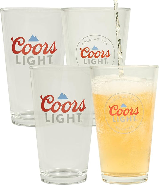 LORD'S ROCKS Coors Light Beer Glasses 16oz Pint Glass - Set of 4 Authentically Licensed Compatible