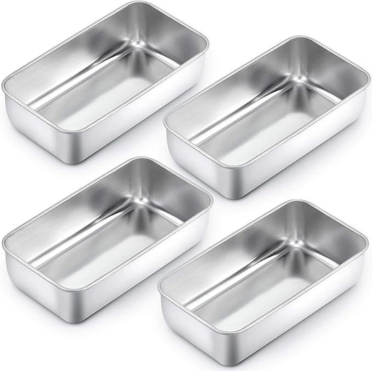 TeamFar Loaf Pan, 9¼" × 5" Bread Loaf Pans Meatloaf Pan Stainless Steel for Baking Bread Cake Lasagna, Healthy & Durable, Oven & Dishwasher Safe - Set of 4