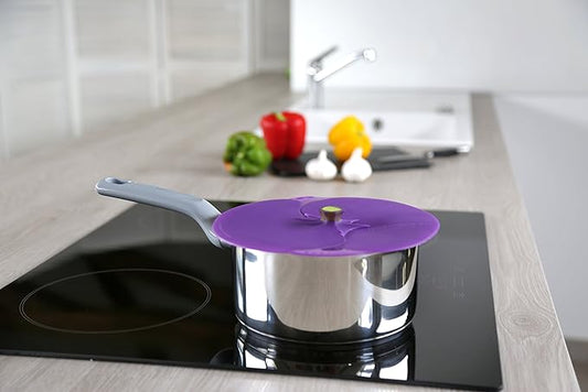 Charles Viancin - Eggplant Silicone Lid for Food Storage and Cooking - 8''/20cm - Airtight Seal on Any Smooth Rim Surface - BPA-Free - Oven, Microwave, Freezer, Stovetop and Dishwasher Safe